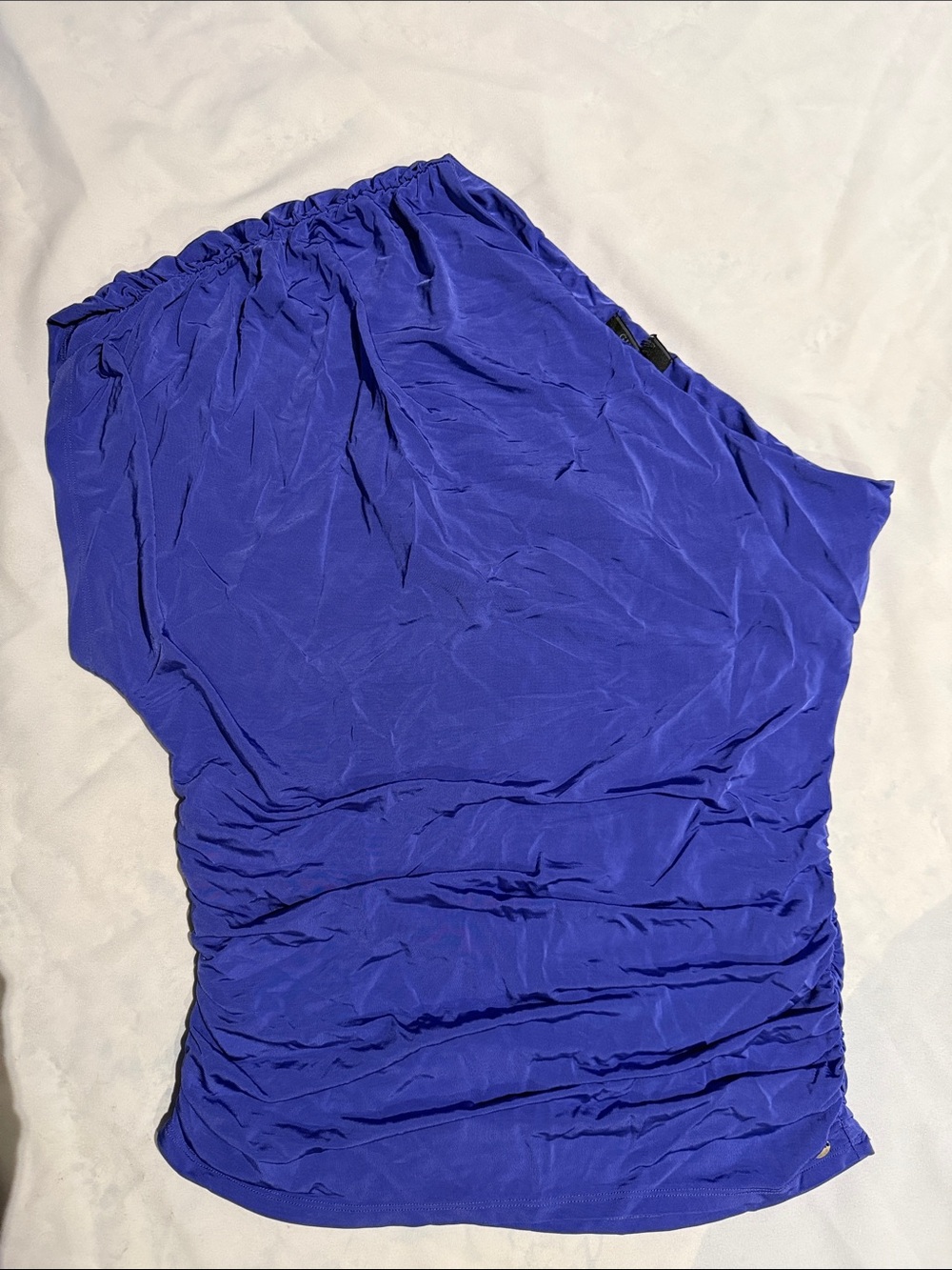New Guess One Shoulder Ruching Side Blue  purple Top Blouse S